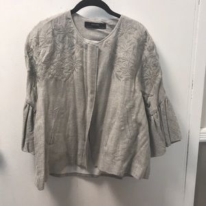 Zara embroidered bell sleeve jacket!